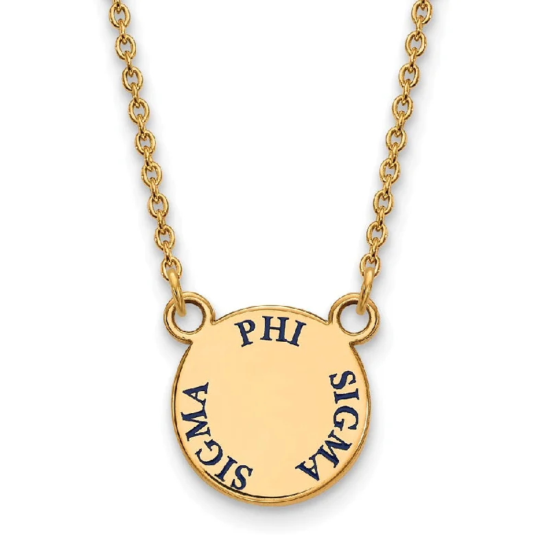 Subtle rim necklace-14K Plated Silver Phi Sigma Sigma Small Blue Enamel Necklace