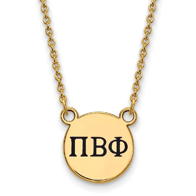 Knotted braid necklace-14K Plated Silver Pi Beta Phi Small Enamel Greek Letters Necklace