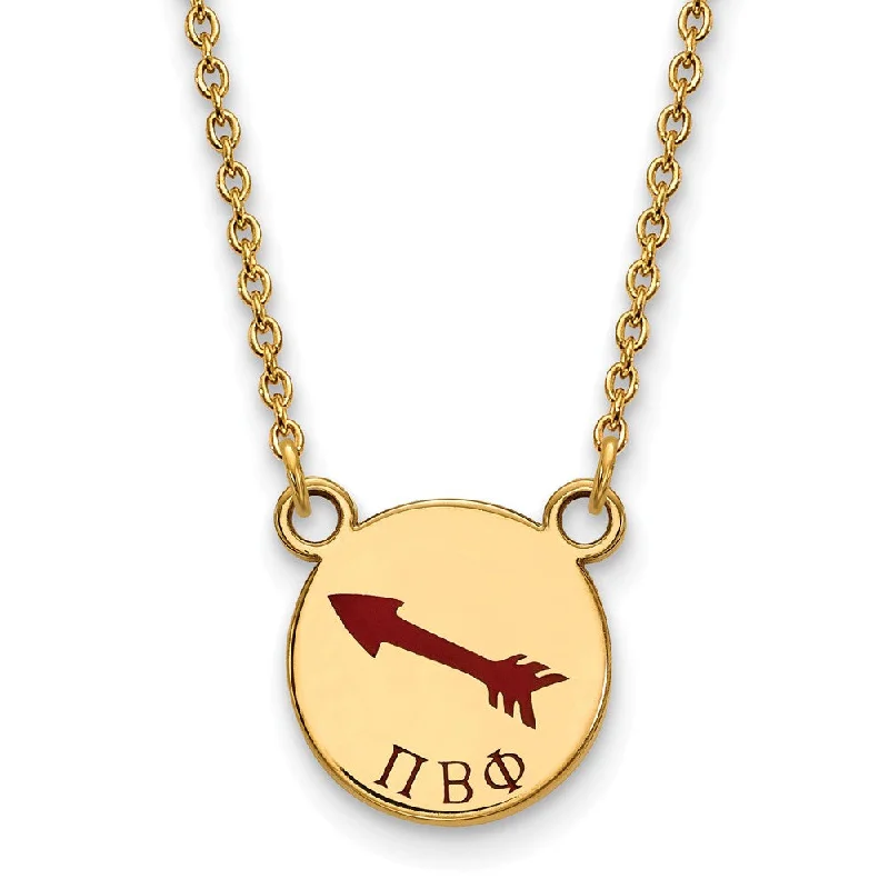 Cast gold necklace-14K Plated Silver Pi Beta Phi Small Enamel Necklace