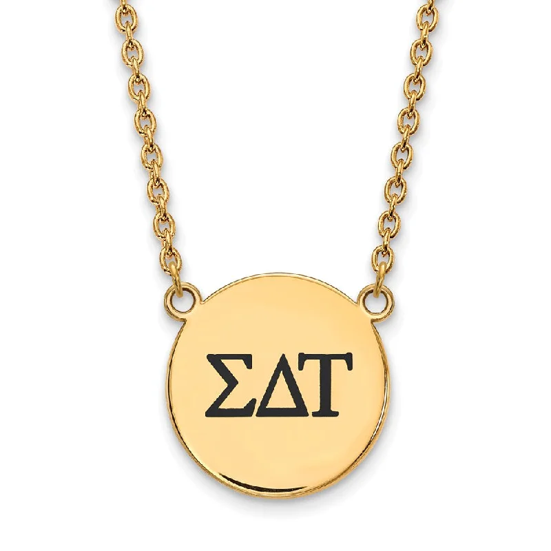 Sleek gem necklace-14K Plated Silver Sigma Delta Tau Large Enamel Greek Letters Necklace