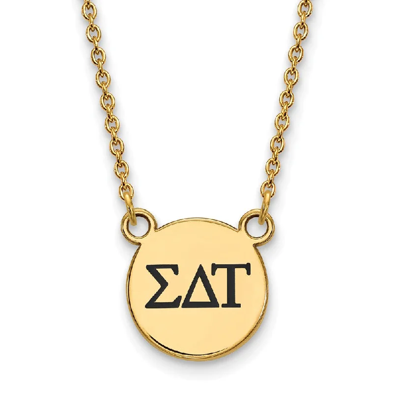 Rough sapphire necklace-14K Plated Silver Sigma Delta Tau Small Enamel Greek Letters Necklace