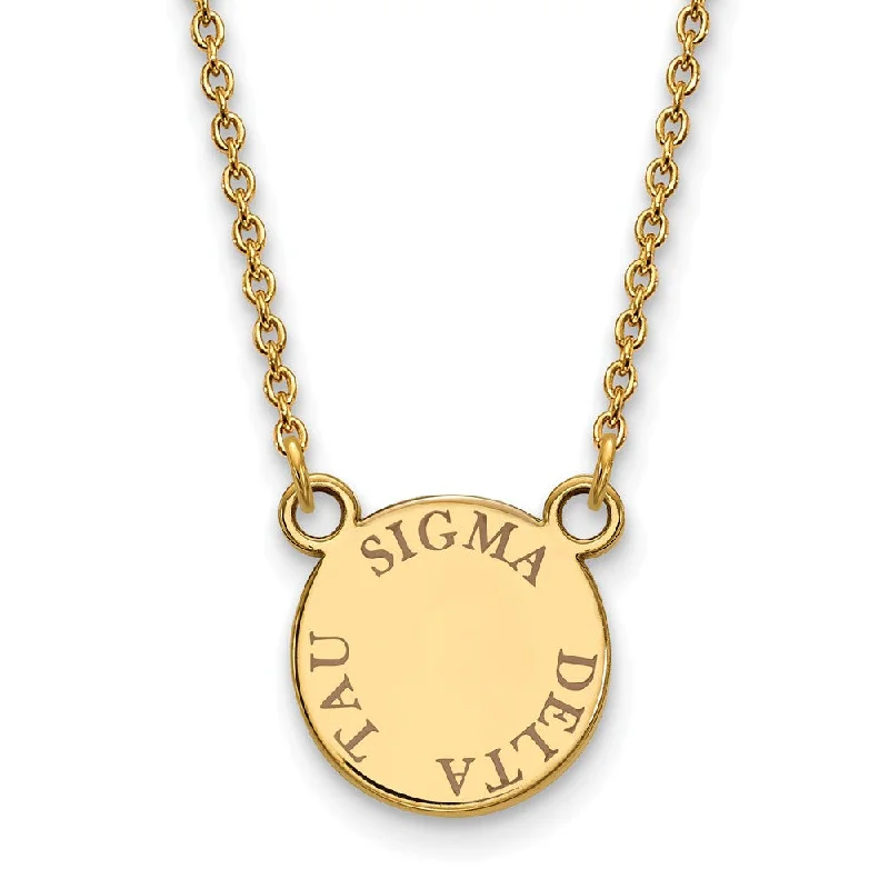 Scored chain necklace-14K Plated Silver Sigma Delta Tau Small Brown Enamel Necklace