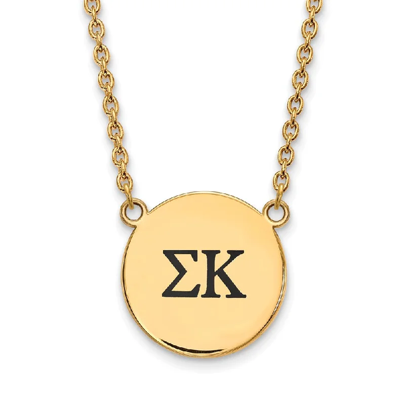 Open-shadow necklace-14K Plated Silver Sigma Kappa Large Enamel Greek Letters Necklace