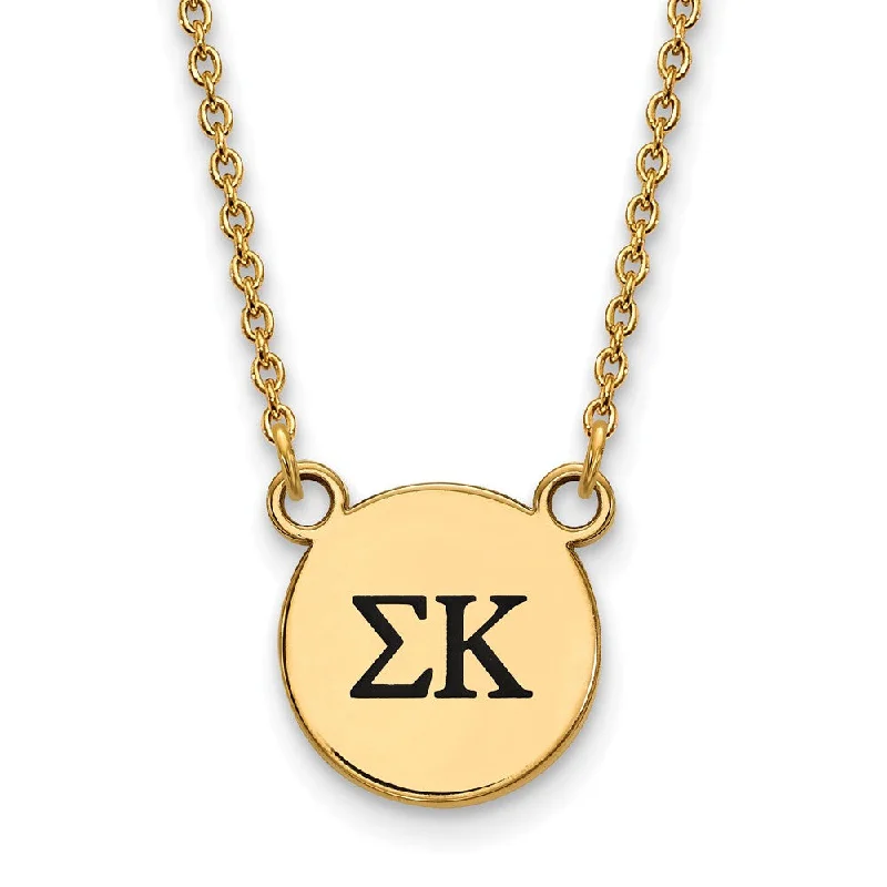 14K Plated Silver Sigma Kappa Small Enamel Greek Letters Necklace