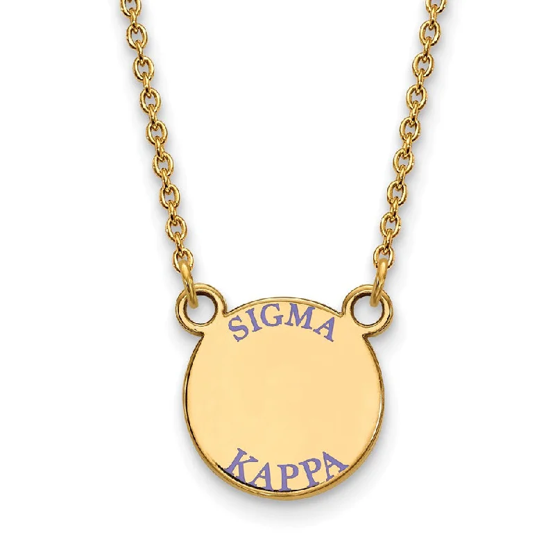 14K Plated Silver Sigma Kappa Small Purple Enamel Necklace