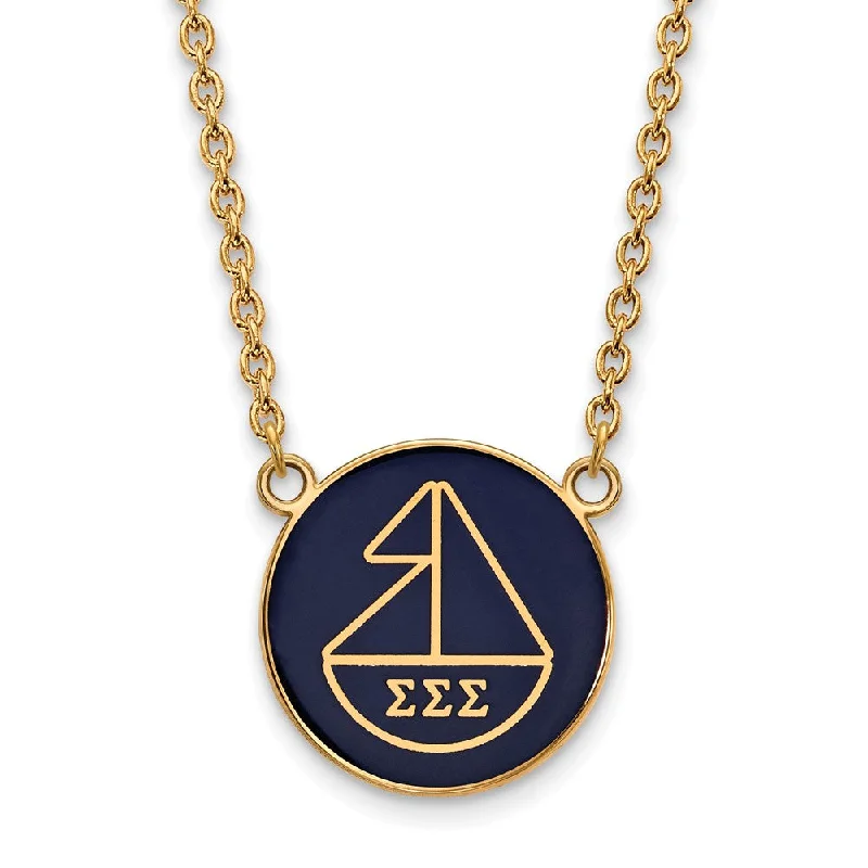 14K Plated Silver Sigma Sigma Sigma Large Enamel Logo Necklace