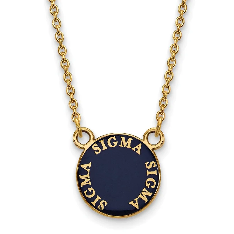 Halo-effect necklace-14K Plated Silver Sigma Sigma Sigma Small Enamel Disc Necklace