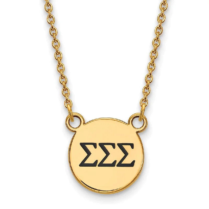 14K Plated Silver Sigma Sigma Sigma Sm Enamel Greek Letters Necklace