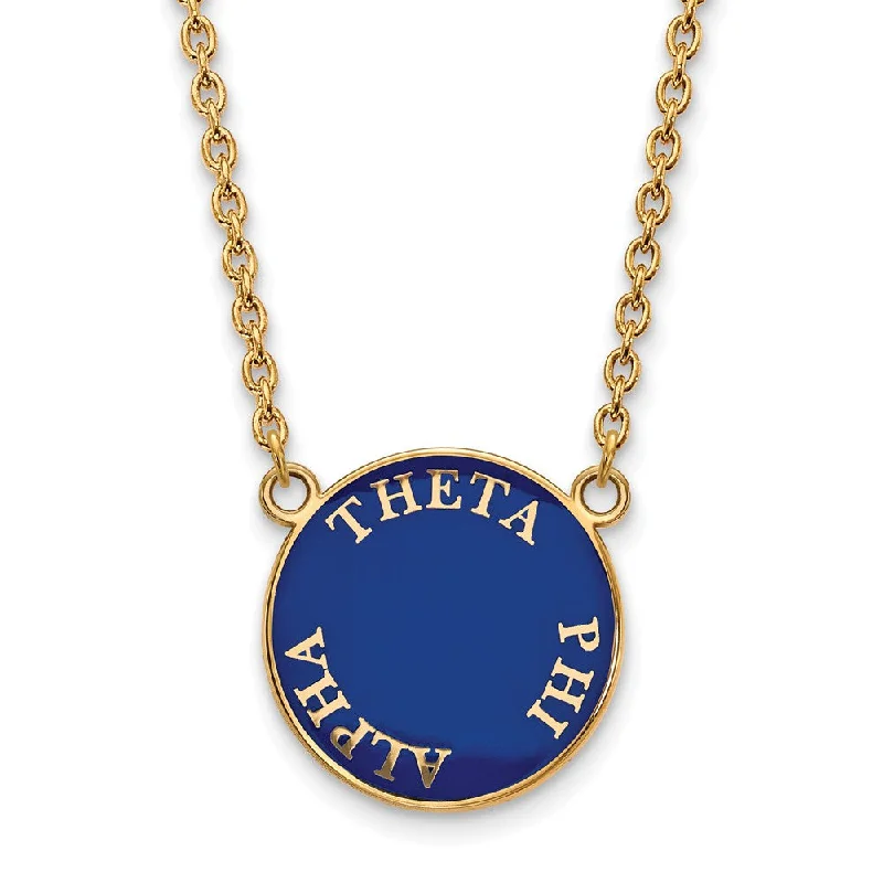 Furrowed pattern necklace-14K Plated Silver Theta Phi Alpha Large Enamel Disc Necklace