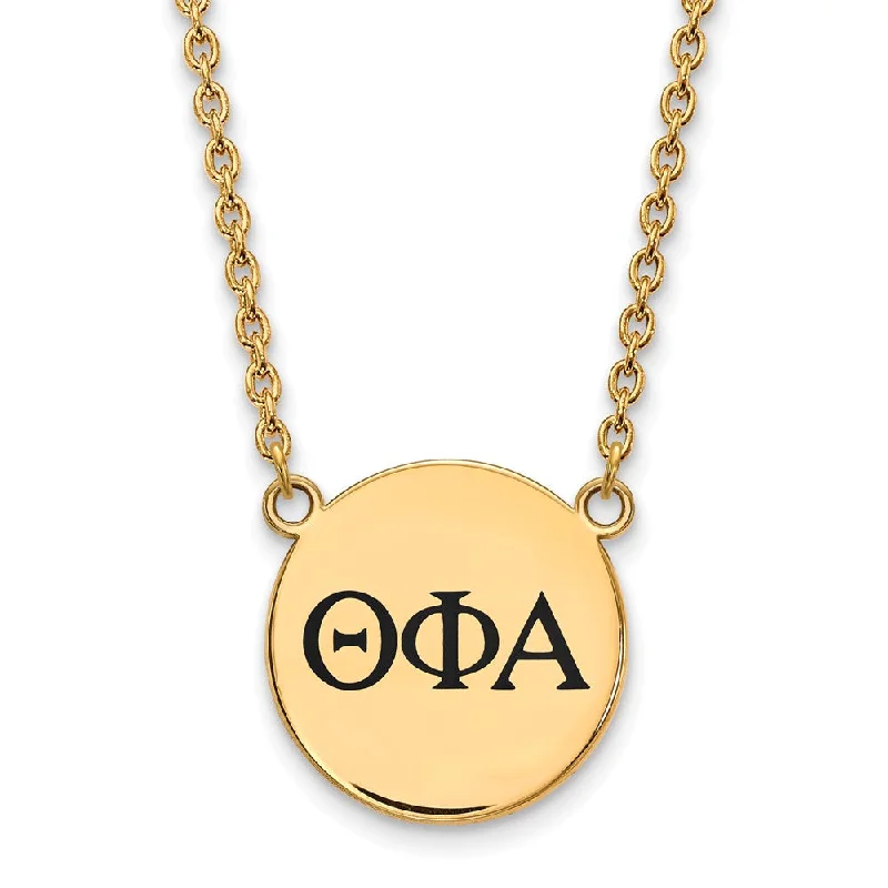 Incised gem necklace-14K Plated Silver Theta Phi Alpha Large Enamel Greek Letters Necklace