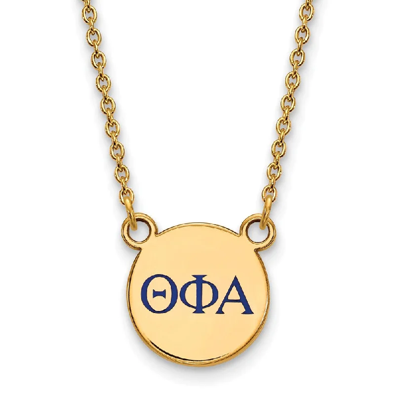 Slim-band necklace-14K Plated Silver Theta Phi Alpha Small Blue Enamel Greek Necklace