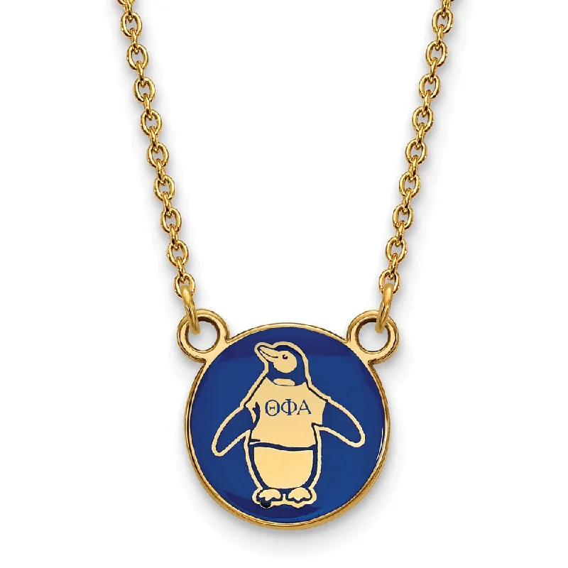 Vivid gem necklace-14K Plated Silver Theta Phi Alpha Small Enamel Mascot Necklace