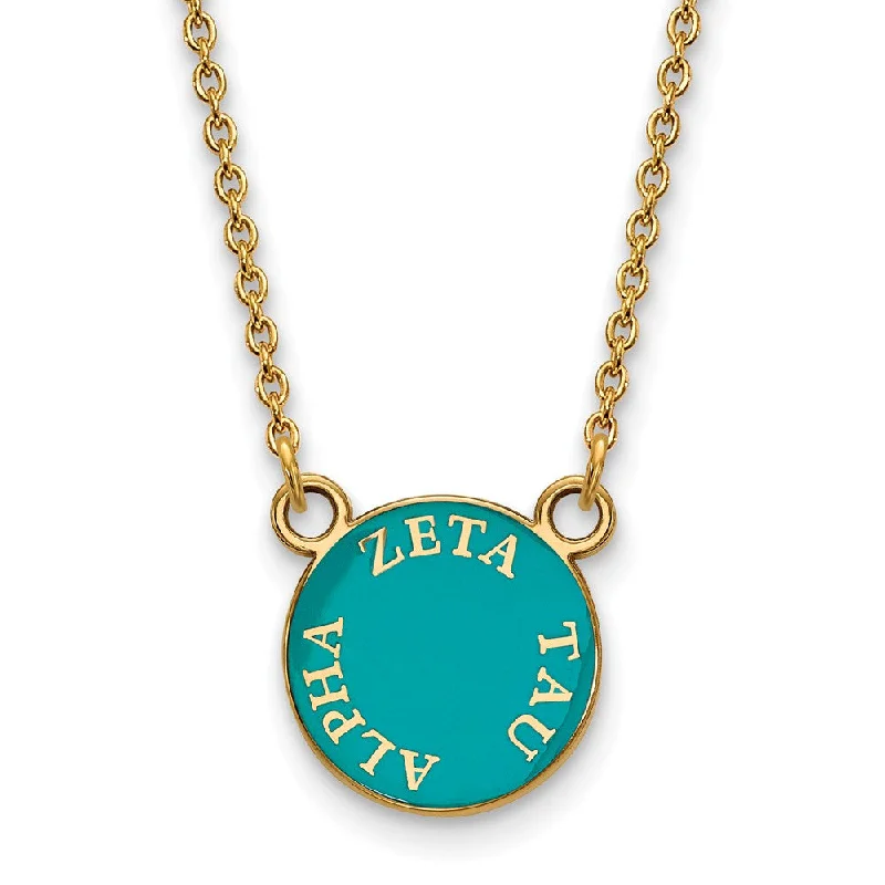 Sprout-bud necklace-14K Plated Silver Zeta Tau Alpha Small Enamel Disc Necklace