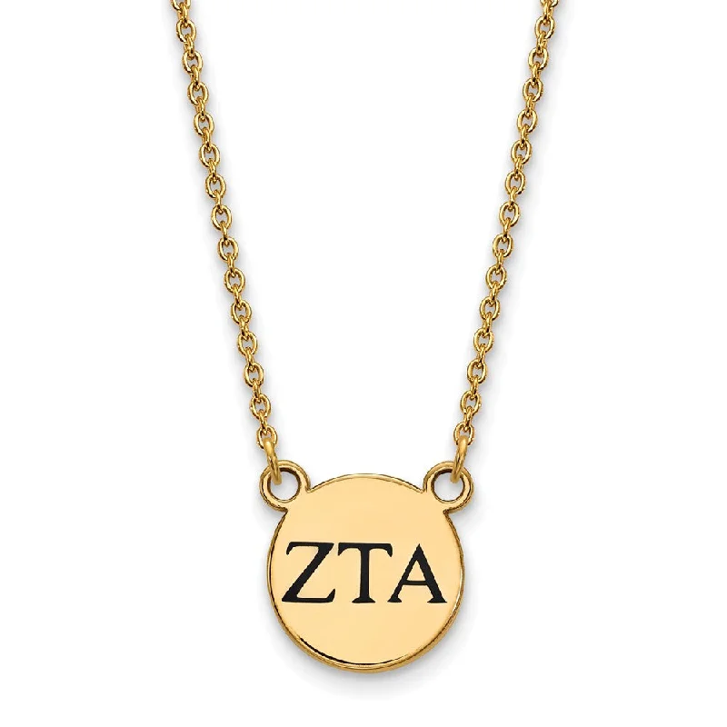 Gentle flow necklace-14K Plated Silver Zeta Tau Alpha Small Enamel Greek Letters Necklace