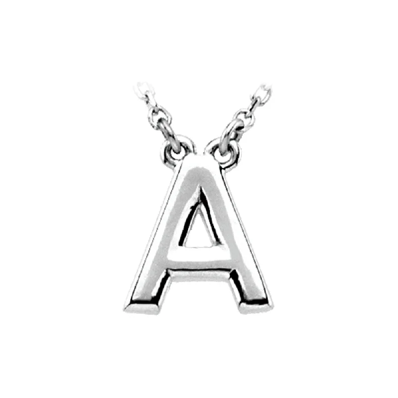 14K White Gold, Kendall Collection, Block Initial A Necklace, 16 Inch