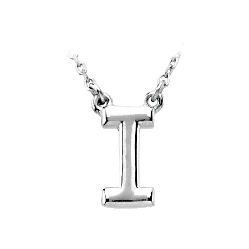 Spike motif necklace-14K White Gold, Kendall Collection, Block Initial I Necklace, 16 Inch