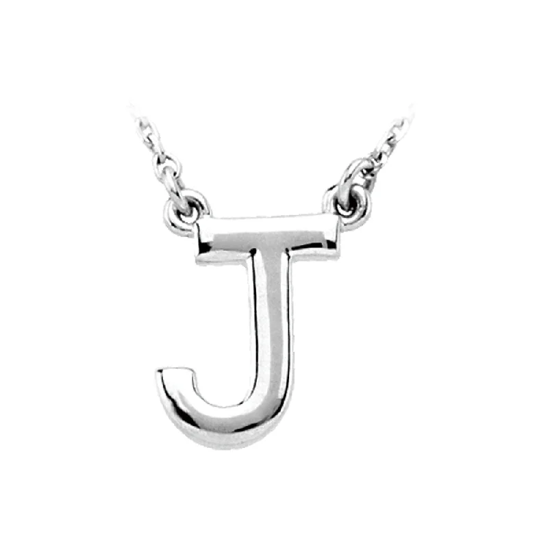 14K White Gold, Kendall Collection, Block Initial J Necklace, 16 Inch