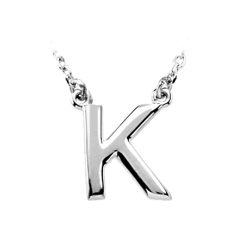 14K White Gold, Kendall Collection, Block Initial K Necklace, 16 Inch