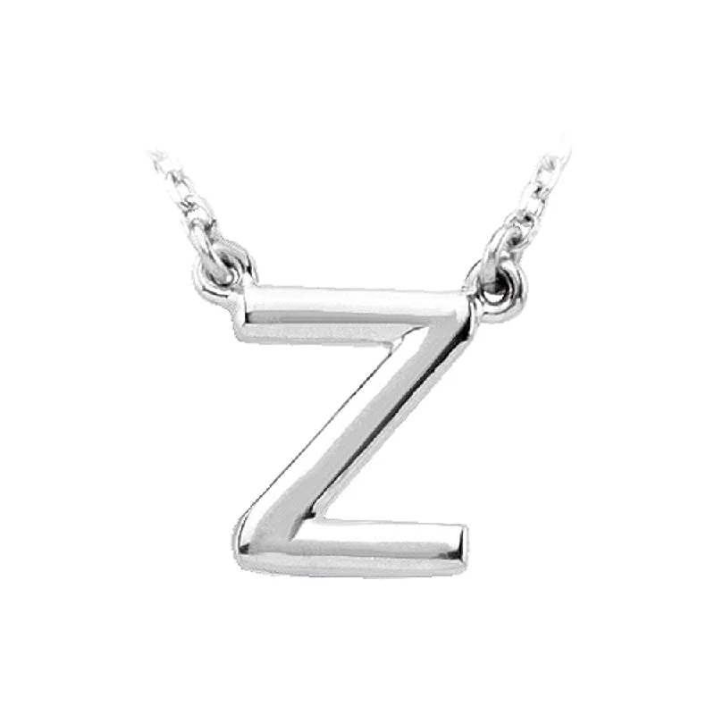 14K White Gold, Kendall Collection, Block Initial Z Necklace, 16 Inch