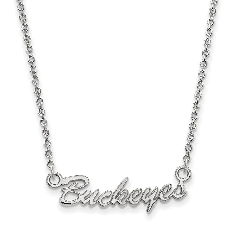 14k White Gold Ohio State Small Script Pendant Necklace