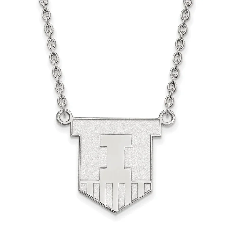 Rich howlite necklace-14k White Gold U of Illinois Large Shield Pendant Necklace