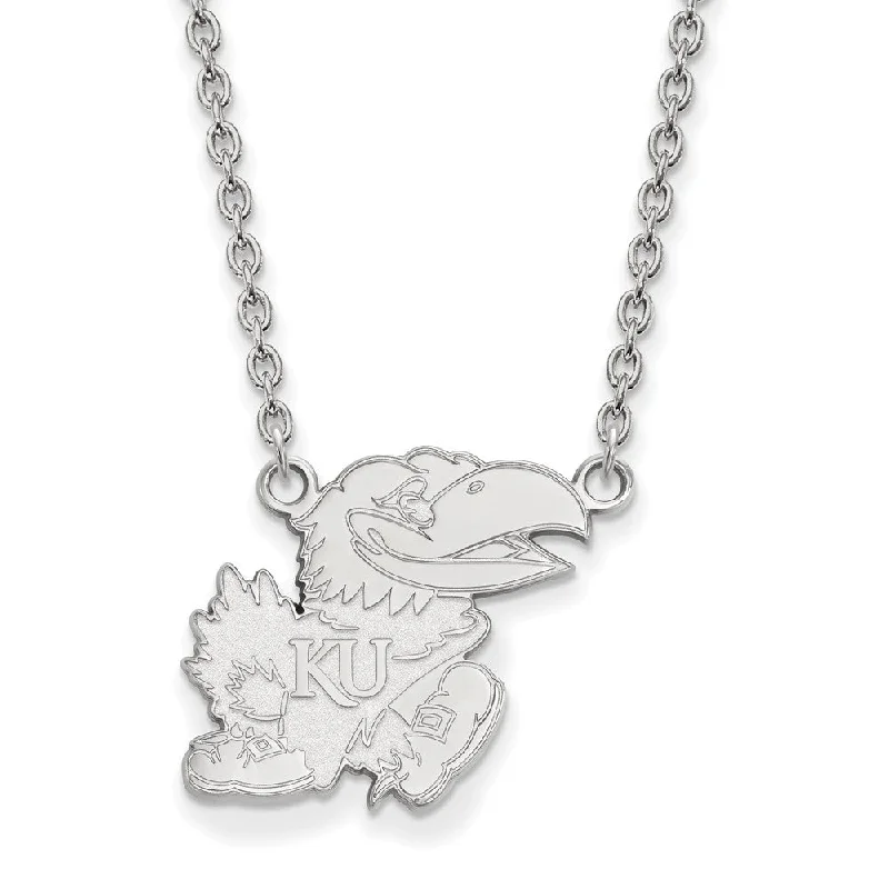 14k White Gold U of Kansas Large Pendant Necklace