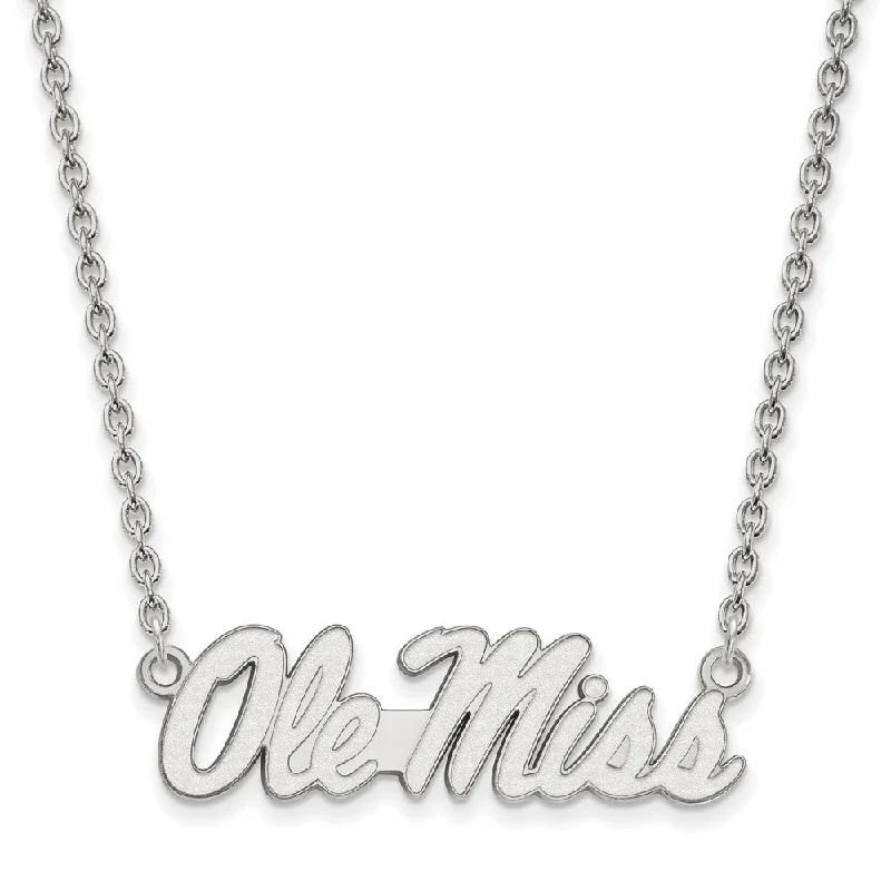 Six-stone necklace-14k White Gold U of Mississippi Large Ole Miss Pendant Necklace