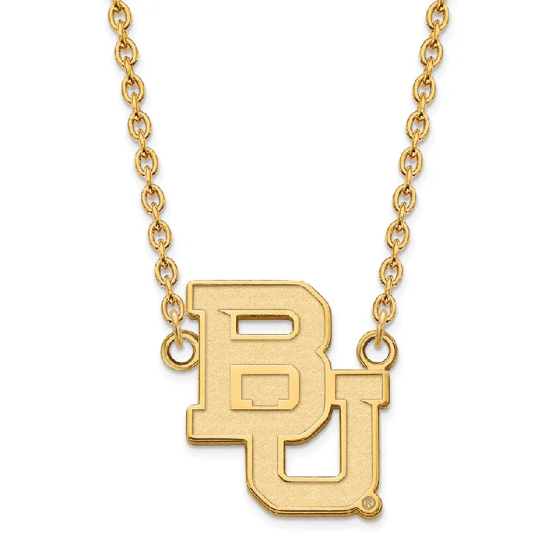 14k Yellow Gold Baylor U Large Pendant Necklace