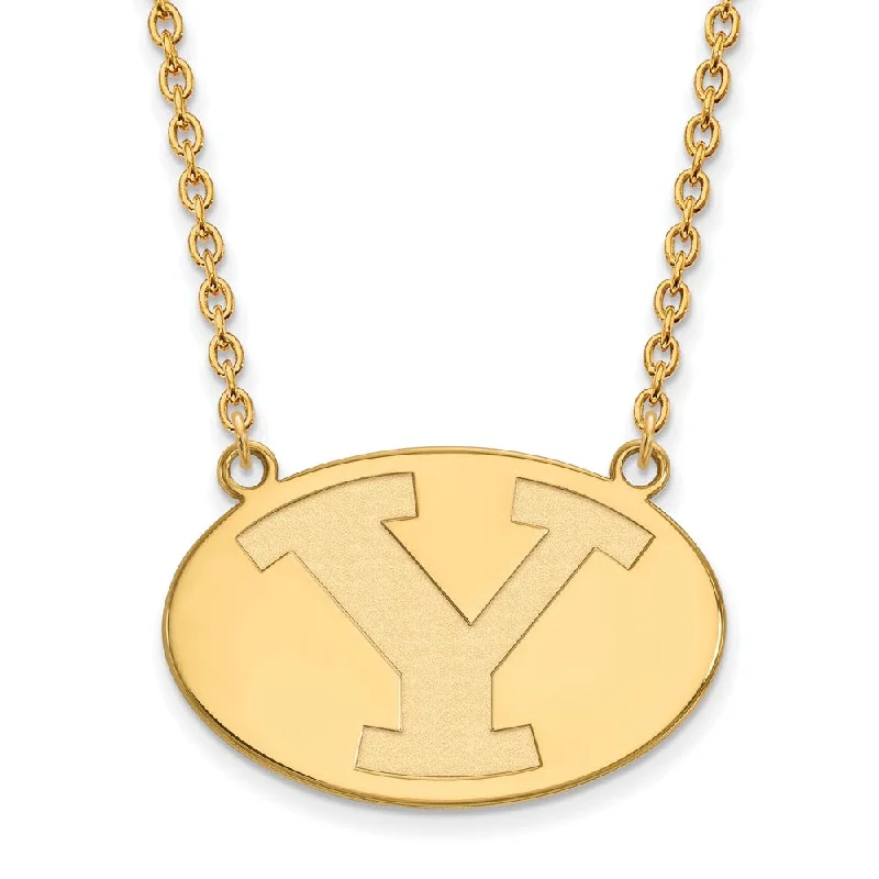 14k Yellow Gold Brigham Young U Large Initial Y Pendant Necklace