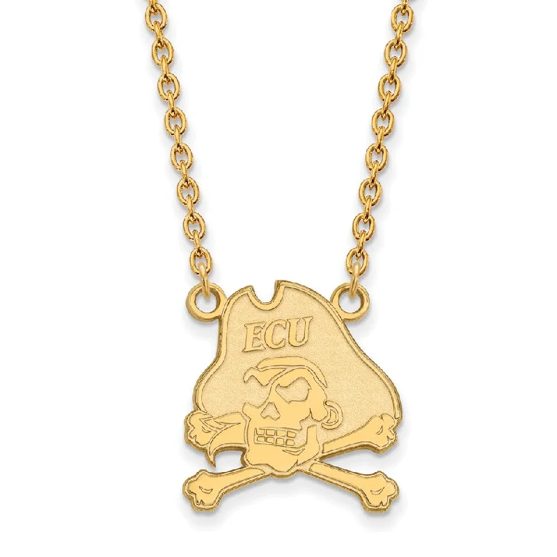 14k Yellow Gold East Carolina U Large Pendant Necklace