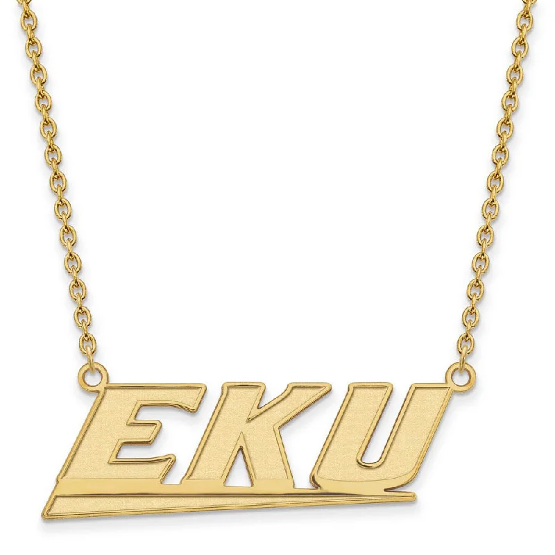 Polished cobalt necklace-14k Yellow Gold Eastern Kentucky U Large Pendant Necklace