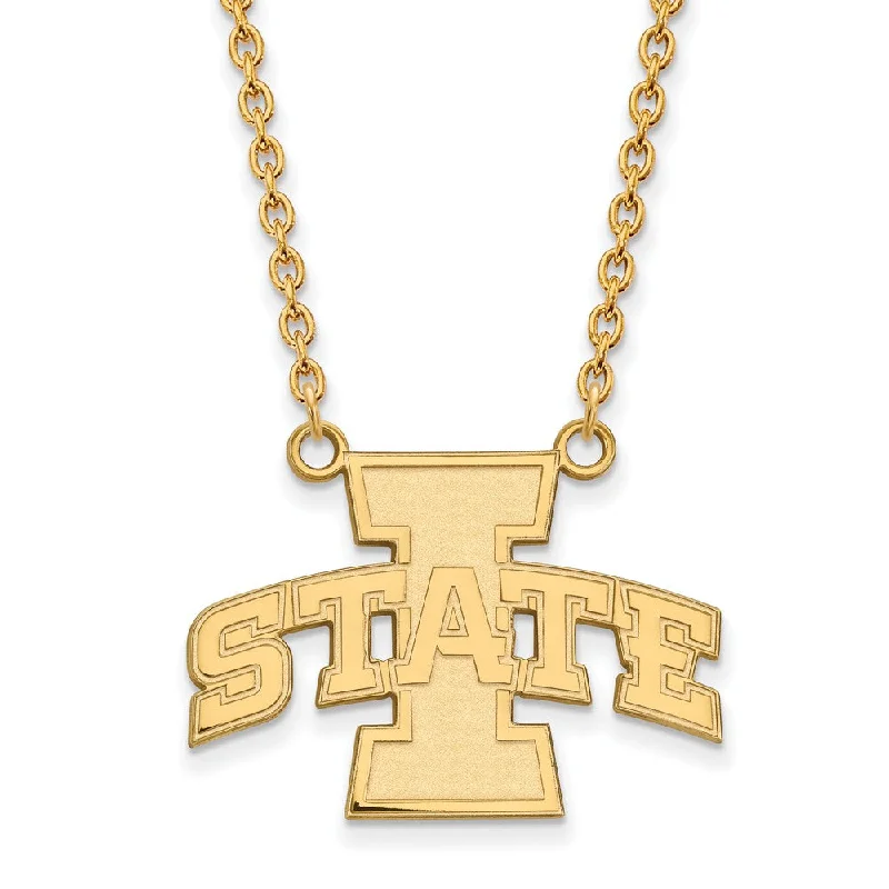 14k Yellow Gold Iowa State Large Pendant Necklace