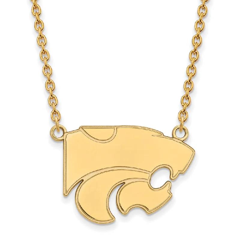 14k Yellow Gold Kansas State Large Pendant Necklace