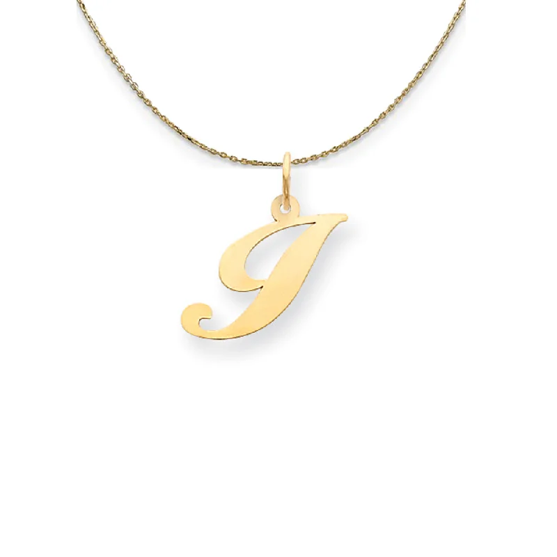 Carved initial necklace-14k Yellow Gold LG Fancy Script Initial I Necklace