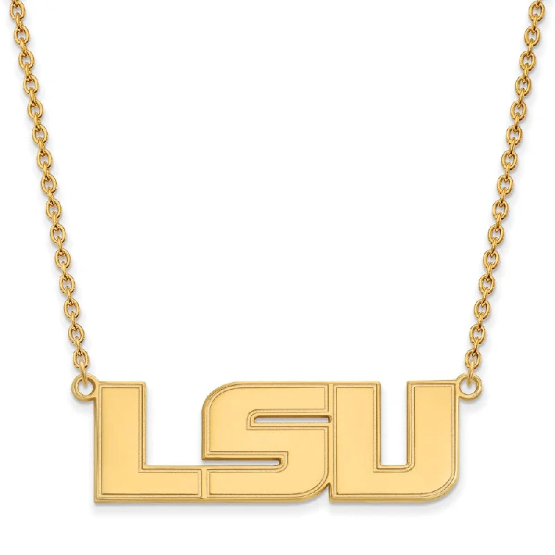 Soft silver necklace-14k Yellow Gold Louisiana State Large Pendant Necklace