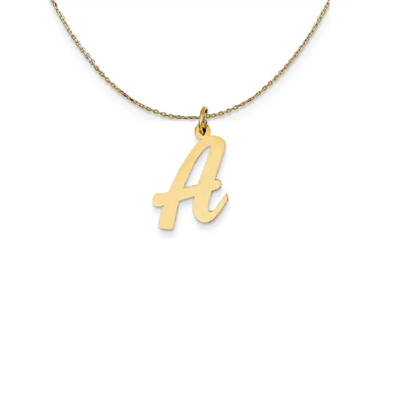 Open-shadow necklace-14k Yellow Gold Medium Script Initial A Necklace