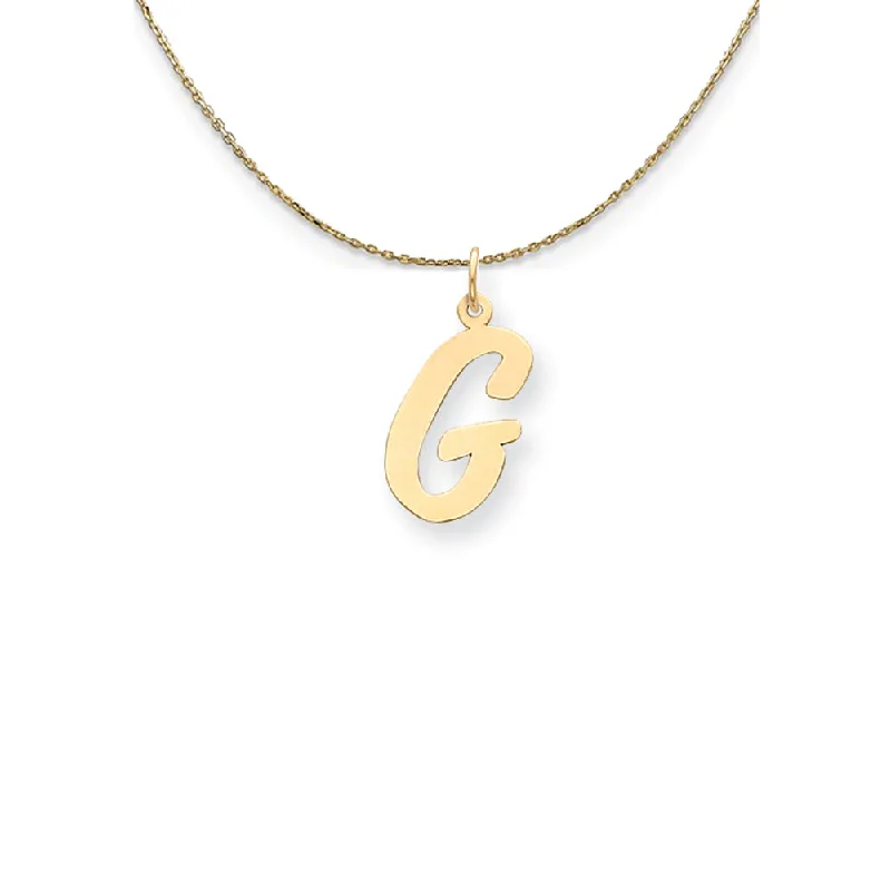 Antique howlite necklace-14k Yellow Gold Medium Script Initial G Necklace