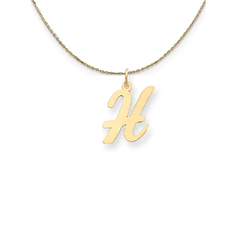 Twelve-gem necklace-14k Yellow Gold Medium Script Initial H Necklace