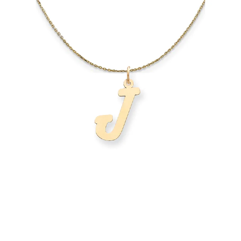 Pure gem necklace-14k Yellow Gold Medium Script Initial J Necklace