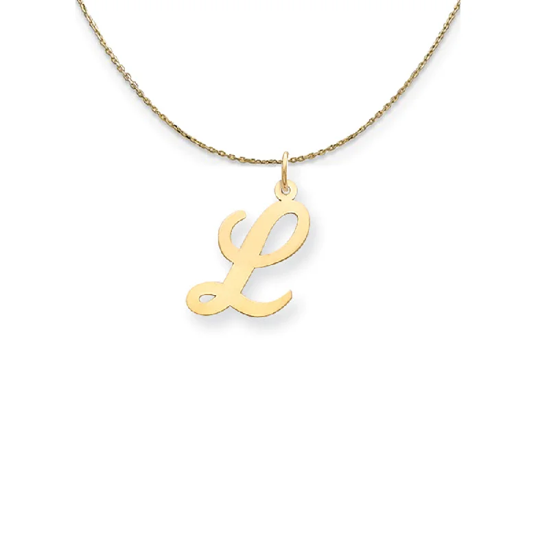 14k Yellow Gold Medium Script Initial L Necklace