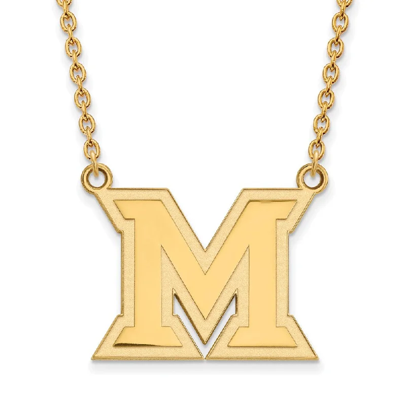 14k Yellow Gold Miami U Large Initial M Pendant Necklace