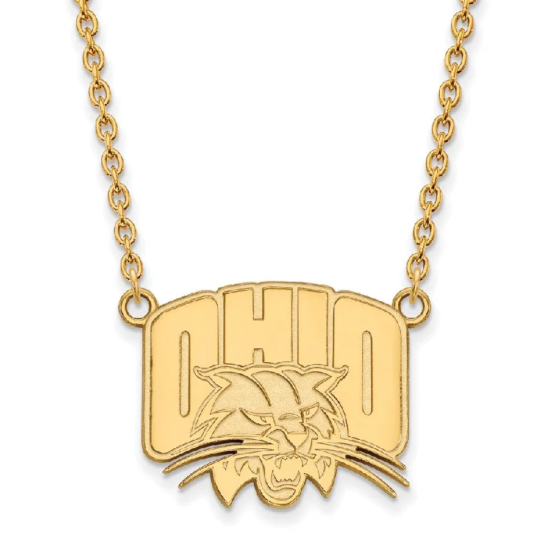 14k Yellow Gold Ohio U Large Pendant Necklace