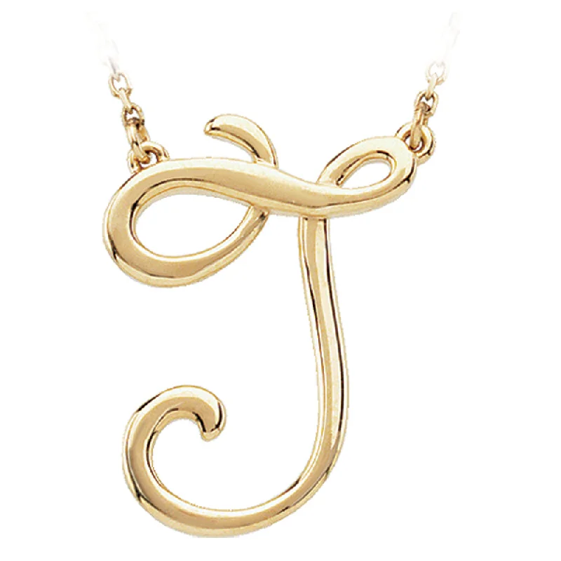 Dusk-cut necklace-14k Yellow Gold, Olivia Collection, Medium Script Initial J Necklace