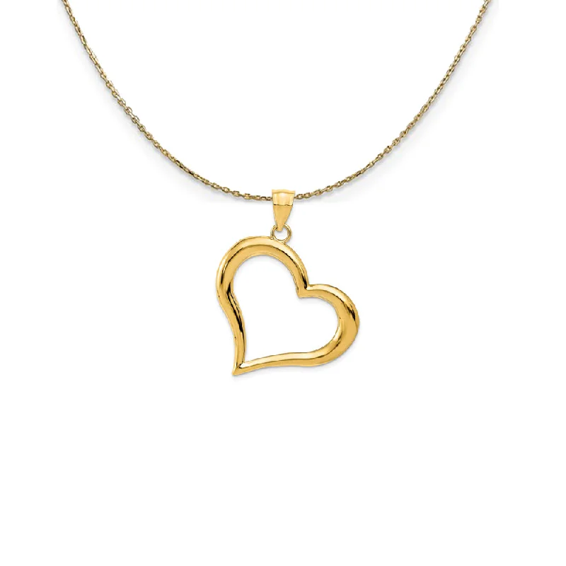 Recessed stone necklace-14k Yellow Gold Open Heart Necklace