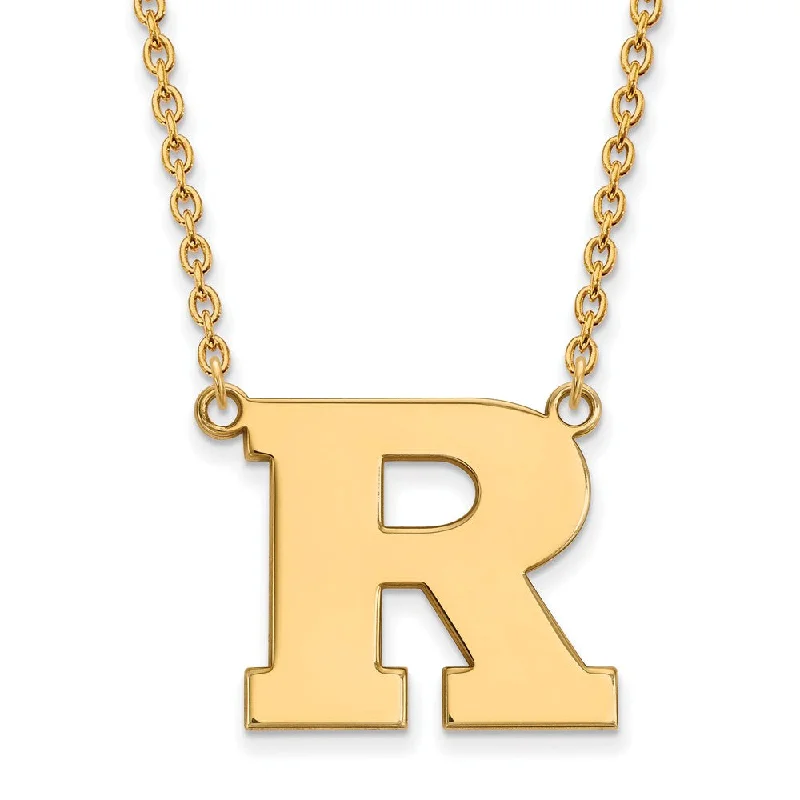 Solar glow necklace-14k Yellow Gold Rutgers Large Initial R Pendant Necklace