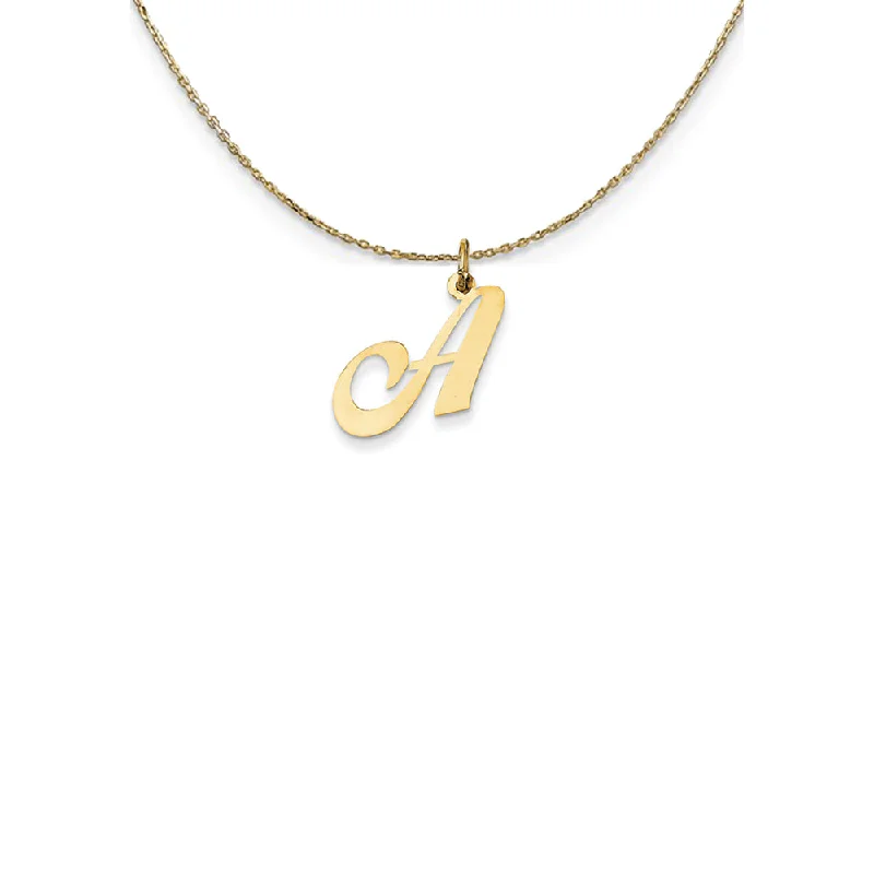 Wire-twirl necklace-14k Yellow Gold Small Fancy Script Initial A Necklace