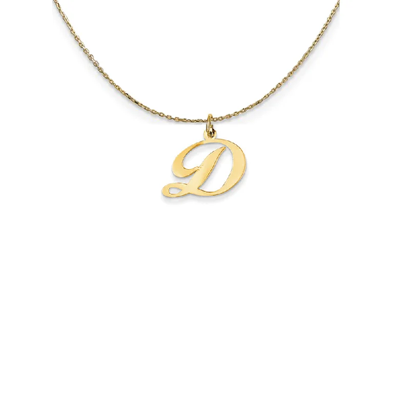 Twisted wire necklace-14k Yellow Gold Small Fancy Script Initial D Necklace