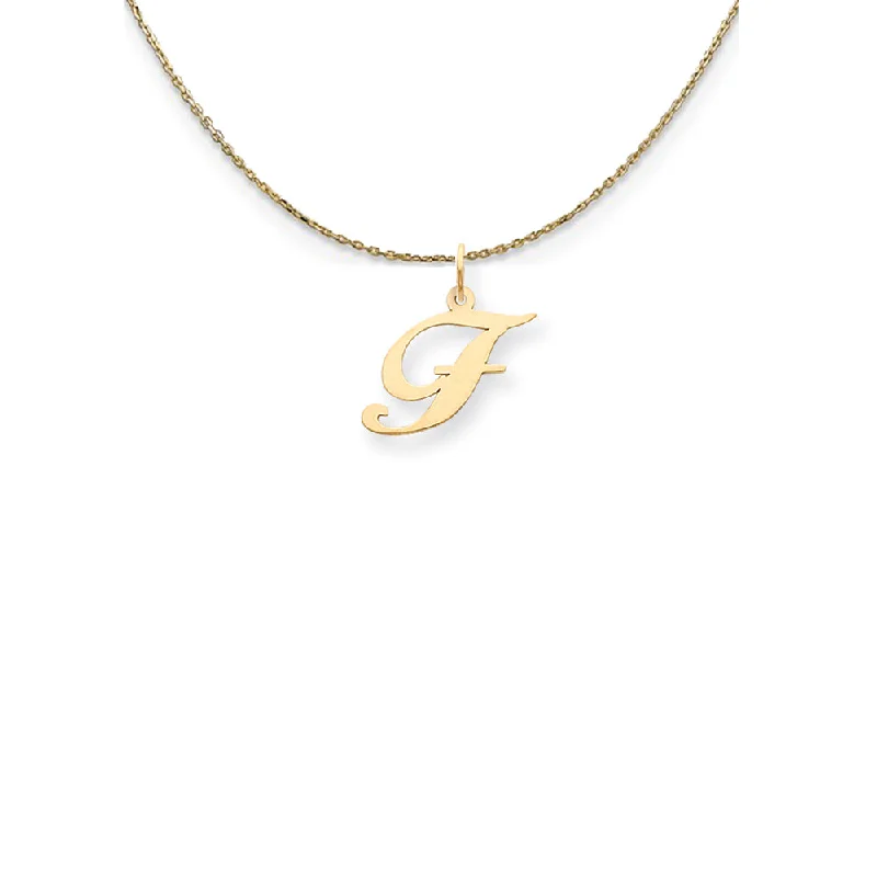 Glinting crystal necklace-14k Yellow Gold Small Fancy Script Initial F Necklace