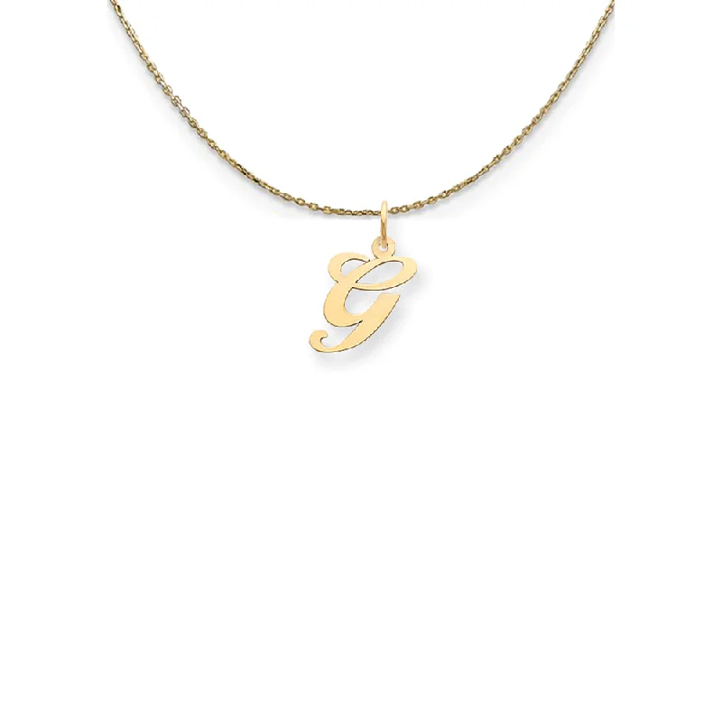 Clipped necklace-14k Yellow Gold Small Fancy Script Initial G Necklace