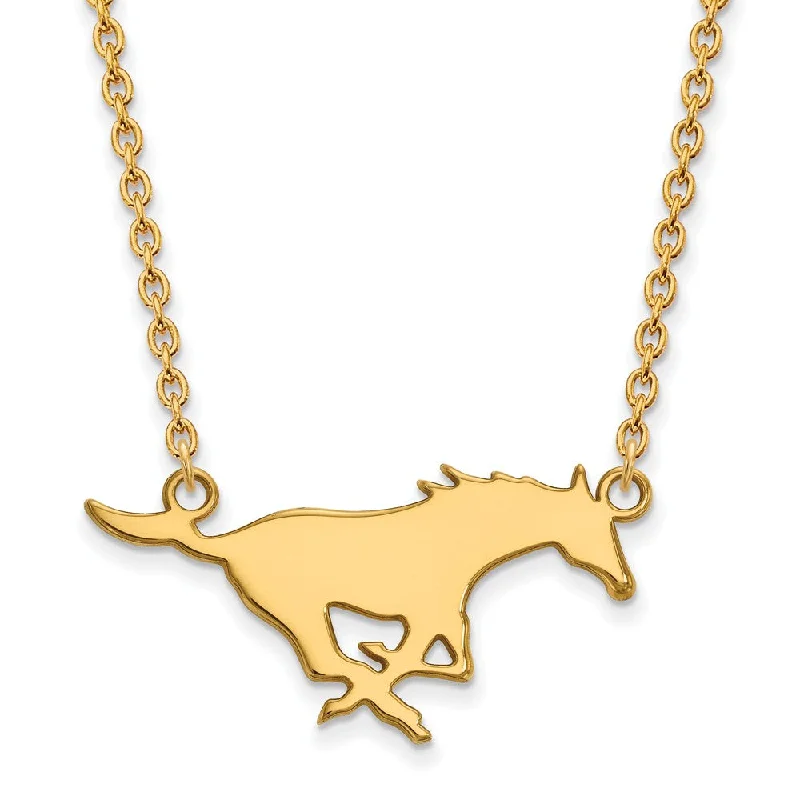 14k Yellow Gold Southern Methodist U Large Pendant Necklace